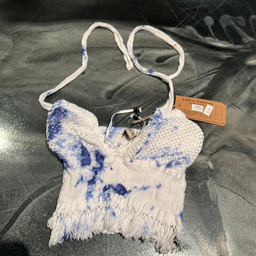 NWT cotton natural harmony electric blue halter tank